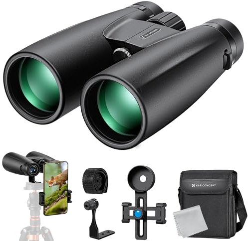 K&F CONCEPT 12X50 HD Binocular, Binoculars Telescope for Adults with Tripod Phone Adaptor for Photography for Bird Watching Hiking Hunting Camping Travelling,BAK4 Prism, FMC Lens