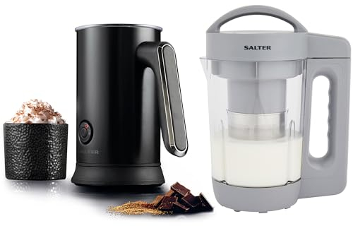 Salter COMBO-8291 Hot Chocolate & Plant Milk Maker Set - 4-in-1 Automatic Milk Frother, Hot & Cold Milk Heater and Foamer, Nutrient-Rich Plant & Dairy-Free, 1.6L Vegan Nut Milk Machine, Self-Cleaning
