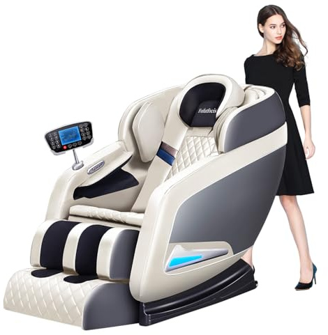 Massage Chair Full Body, Neck Shoulder Back Massage Recliner with Foot Rollers, Full Body Airbag Massage Recliner with Head and Calf Extension Massage, Zero Gravity Armchair Office Home(White)