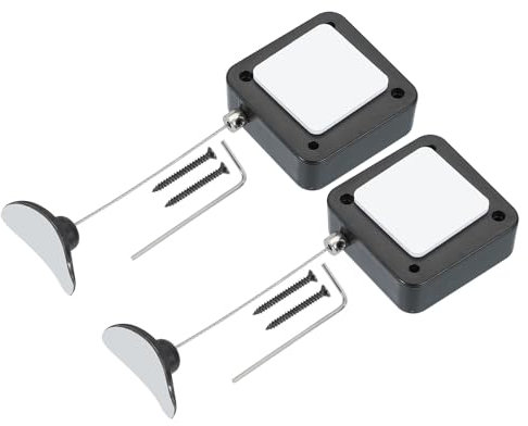 PATIKIL 2m Cavo Sicurezza Retrattile Telecomando, 2 Pezzi Blocco Cavo Lucchetto con Adesivo Biadesivo e Vite per Telecomando TV Controller Gioco, Nero (Cappuccio Curvo Gomma)