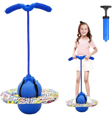 Hengrongshen Pogo Ball con manici, Pogo Stick Palla gonfiabile per bambini, asta di gonfiaggio con pompa ad aria, Pogo Ball per l'allenamento dell'equilibrio, regalo per bambini dai 6 anni in su (blu)