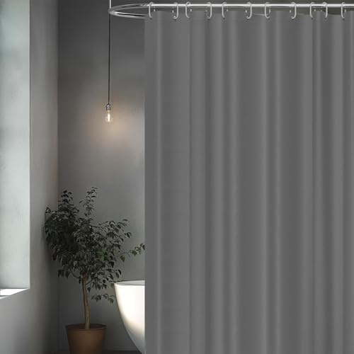 hzkais Grey Shower Curtain, Mould Proof and Mildew Resistant Washable Bathroom Curtains, Shower Curtain for Bathroom, Bath Curtains with Hooks, Solid Color, 180 x 180 cm(71 x 71 Inch)