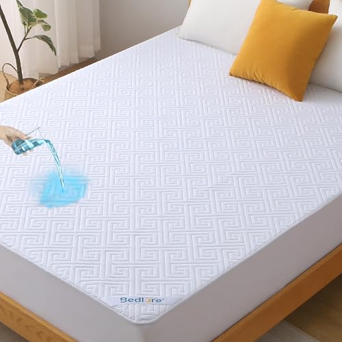 BEDLORE Matratzenschoner 180x200 cm, wasserdichter Matratzenbezug mit tiefen Taschen für Matratzen bis 40 cm – weiche, atmungsaktive Auflage für Wohnheim und Schlafzimmer, maschinenwaschbar (Weiß)