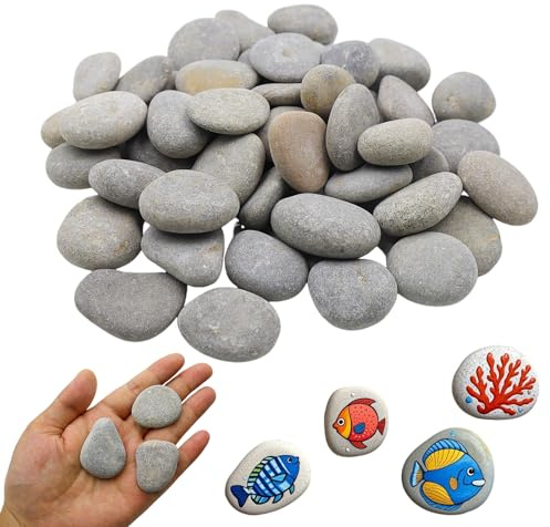 CATELL 25 Pezzi Pietre Piatte da Dipingere, 3-5 cm Rocce Naturali di Disegno Sassi da Dipingere con Superficie Liscia e Piana Dipingere i Ciottoli per Pittura Fai da Te Acquario e Giardino