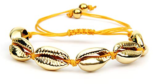 GD GOOD.designs Damen Muschel Armkettchen (Gold) Zarte Armkette mit Shell Symbol und 18K Gold Beschichtung Muschelarmband Muschelschmuck echtemuscheln naturmuscheln