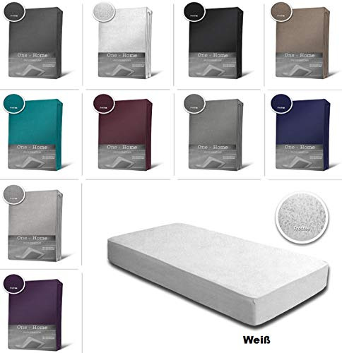 one-home Terry Towelling Fitted Sheet 90 x 200 140 x 200 180 x 200 Cotton, 80% cotton, 20% Polyester, White, 90x200 cm - 100x200 cm