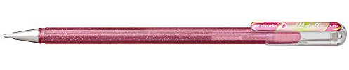 Pentel K110-DMPX Hybrid Dual Metallic Stylo à encre gel pailletée - Couleur d'écriture rose/vert métallisé et doré - Épaisseur de trait 0,5 mm - 1 pièce