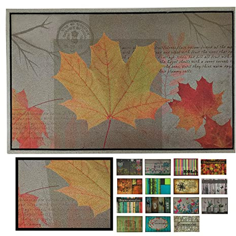 LUCA HOME - Felpudo Entrada casa de Goma-Flocada 40x70 cm Arizona Forma Base Antideslizante- fácil Limpieza- Felpudo Absorbente Acolchado- Fepudo para Exterior e Interior (Otoño)