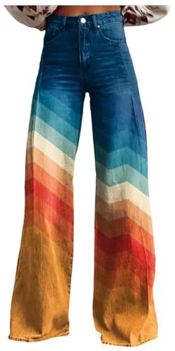 Jean Vintage à Jambes Larges pour Femmes, Pantalon en Denim décontracté, Taille Haute, imprimé Floral des années 90, Pantalon Baggy à Enfiler Pantalon De Cuisine