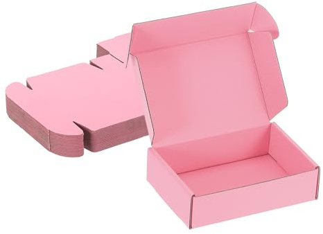 PATIKIL 6x4x2 Inch Small Shipping Box, 25 Pcs Corrugated Cardboard for Packing Mailing Moving Packaging Small Business - Pink