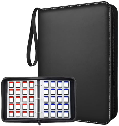 ANIXITECH 300 Slots Game Card Holder Binder for Animal Crossing ACNH, Mini Cards Storage Organizer with Sleeves Compatible with PS Vita SD Memory Cards, Portable Card Album Binder (Black)