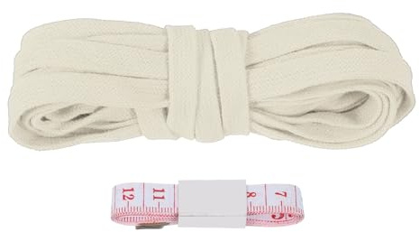 PATIKIL 10 Mm Reemplazo De Cordón Plano De Cierre Cuerda De Algodón Beige | Suave Rollo De Cordones, 5 Yd, Para Pantalones Cortos Pantalones Correa De Prenda, Cordón Plano De Cierre