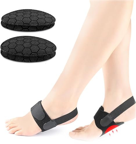 Verstellbare Plantarfasziitis Bandage, Fußgewölbe Bandagen Frauen Männer, Atmungsaktiv Mittelfußbandage Fußgewölbe Stütze für Flache Füße,Fußgewölbeschmerzen Schmerzlinderung-Schwarz