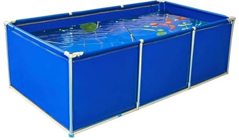 Estanque De Peces para Exteriores,Acuario para Koi/pez Dorado,Piscina Elevada para Acuario,con Marco de Acero Tamaño,Azul,1 * 1 * 0.8m