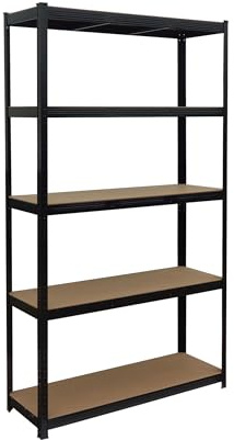 Relaxdays scaffale portapesi Nero/Marrone, 5 Ripiani, 875 kg, 200x120x40 cm, per Cantina/Garage