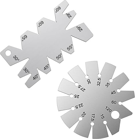 2PCS 15-120 Degree Brushed Silver Chisel Angle Bevel Gauge Stainless Steel Angle Finder Tool, Round Shape Axe Bevel Gauge