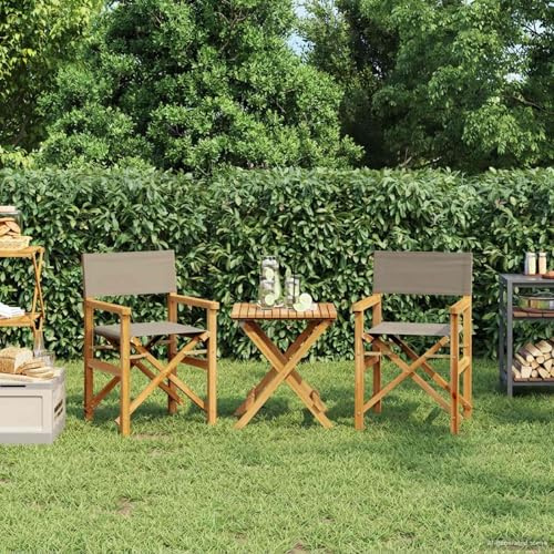 LoogCape regissstol av massivt teak med 100 % polyester sittdyna, vikbar och väderbeständig, perfekt som trädgårdsstol, balkongstol eller terrassstol med bekvämt armstöd och högt ryggstöd