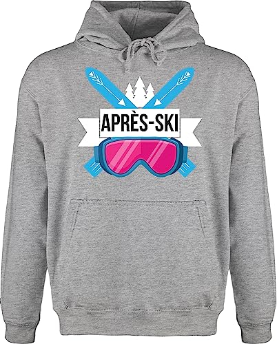 Hoodie Herren Pullover Männer - Skiurlaub - Apres Ski mit Brille I Apres Ski Hüttengaudi I Ski Fahren I Wintersport I Apres Ski Liebhaber - L - Grau meliert - après-ski Party Outfit Skifahrer