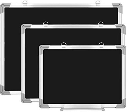 euroharry Premium Magnetic Chalk Black Board Schwarze Tafel Schwarzen Brett with Aluminium Frame Blackboard Magnettafel Tafel für Kinder, Büro, Küche, 55x80 cm schwarz