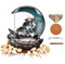 XUDREZ Moon Backflow Incense Burner, Lotus Leaf Pond Ceramic Holder Waterfall Incense Burner Cone Stick Holder for Home Decor Gift with 20pcs Cones