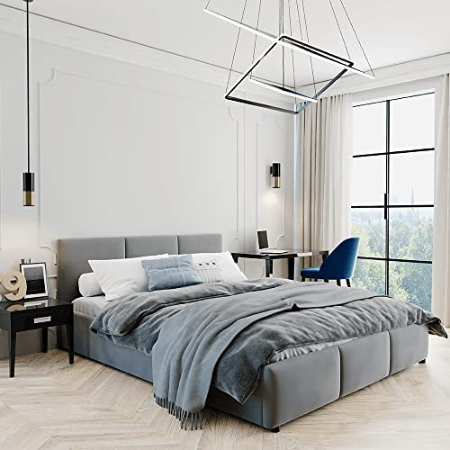 Jana Polsterbett 160×200 mit bettlkasten und lattenrost NELA HLR-22 Grau Velours