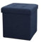 Large Ottoman Foldaway Storage Blanket Toy Box Bench Twill Linen with Buttons Navy 38x38cm
