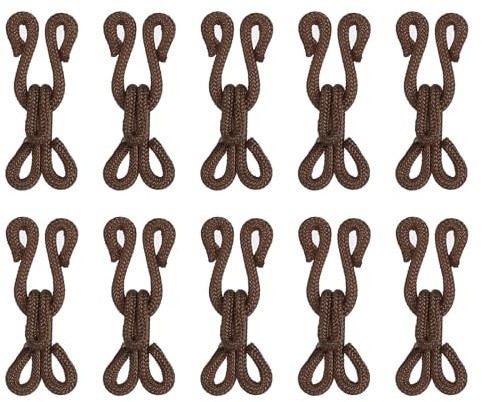 sourcing map 12 stycken bh-krokar förlängning 2 krokar byxstängning, 27 mm sytillbehör öljetter för sömnad polyester täckt stängning för klädbehå byxor kjol gör-det-själv hantverk, brun