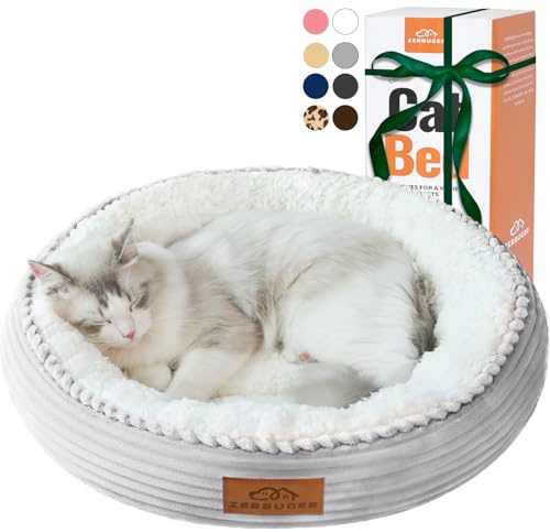 Zerbuger Lit pour Chat d'intérieur – Lit pour Petit Chien – Lit pour Chiot et Chaton – Extra Doux et Lavable en Machine avec Fond antidérapant et résistant à l'eau, 50,8 cm, Gris Clair