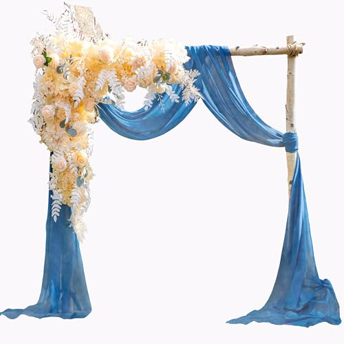 Ebeta cantonnière de Mariage décoration à Main levée pour Arc de Mariage Rideaux de lit à baldaquin pour la décoration de fenêtre en Tissu Mousseline (Bleu Denim, 145 x 600 cm)