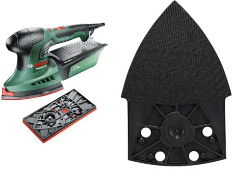 Bosch Home and Garden Multi-Sander PSM 200 AES (200 W, 2X Sanding Papers, Rectangular Sanding Plate, in case) + 1x Louvre Sanding Attachment (160 x 94 x 100 mm, Accessory Delta Sander)