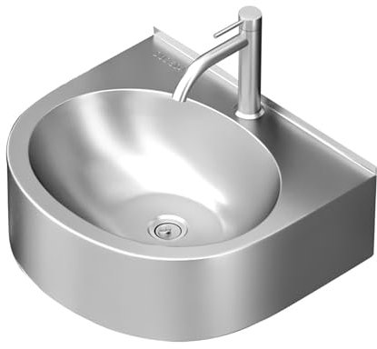 Lavabo Angolare Piccolo In Acciaio Inox,Mobile Lavabo Angolare Bagno,Lavabo Da Bagno Piccolo Per Bagno Lavabo Ad Angolo,Lavabo Ad Angolo Su Piedistallo,Lavandino Del Bagno,Montaggio A Parete Ovale(Sil