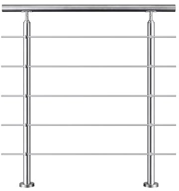 Garde-corps avec main courante, 80cm, en acier inoxydable 304, garde-corps avec 5 traverses, pour intérieur et extérieur