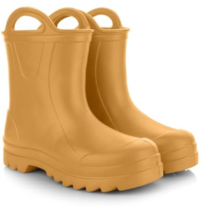 Lemigo Stivali Di Gomma Per Bambini Stivali Da Pioggia Molto Leggeri in Schiuma EVA con Grip per Bambini 735 Doggy (Senape, Sistema Taglie Calzature EU, Adolescente, Numero, Media, 35)