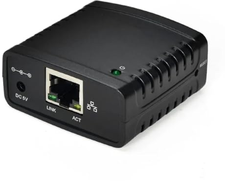 Eieenotee Server di Stampa USB 2.0 LRP Condividi Una Rete LAN Ethernet Stampanti Adattatore di Alimentazione HUB USB Server di Stampa 100 Mbps Spina UE
