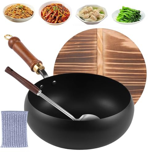 Bkljkf Ollas De Hierro Para Cocinar,Cacerola de Hierro Fundido con Tapa | Sartén con Espátula para Placas de Inducción Hogar Apartamento Restaurante Acampada Sopa Fideos Carne