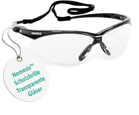Ansell KleenGuard Nemesis Lunettes de Sécurité Anti-Buée, Protection EPI, Lunettes Légères Enveloppantes pour Chantier, Tir, Extérieur et Industrie – Verres Transparents et Monture Noire, 1 Paire