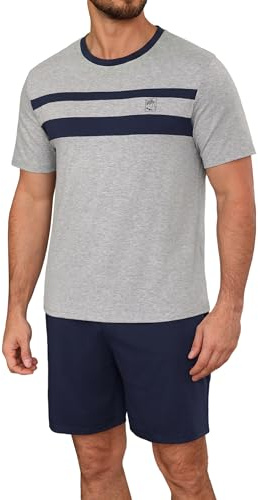 Marvmys Pyjama Homme Ensemble Court d'Été Ensemble De Couleurs Contrastées Col Rond Hauts à Manches Courtes Et Short avec Poche S-3XL