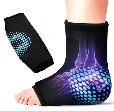Kylmanschett fot, kylpaket återanvändbar, kyla och värmeterapi, kylbandage fotled med gelkompress, kall varm kompress för plantar fasciit, svullnad, stukningar