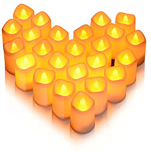 Litake LED Candles, Tea Lights 24 Flickering Flameless Candles Realistic Warm White Battery Powered Electric Fake Light for Weddings, Birthday, Festivals, Halloween, Home, Dinner, Party, Decoration
