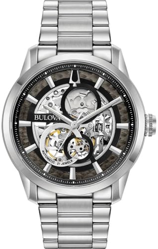 Bulova Mens Automatic Watch, Analogue Classic Display and Stainless Steel Strap 96A208