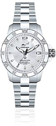 CHRIS BENZ Diamond Diver 200M Damentaucheruhr Silver Bay mit Oyster Metallband