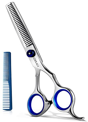 Coolala Stainless Steel Hair Cutting Scissors Thinning Shears 6.5 Inch Professional Salon Barber Haircut Scissors Family Use for Man Woman Adults Kids