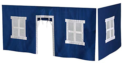 Max & Lily Underbed Privacy Curtain for Low Bunk/Loft Bed, 2 Panel Play Curtain Set - Hot Blue/White Cotton
