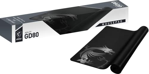 MSI AGILITY GD80 – Gaming Mouse Pad XXXL esteso, superficie in tessuto di seta per il gaming, bordi morbidi e orlati, base antiscivolo - 1200 x 600 x 3 mm