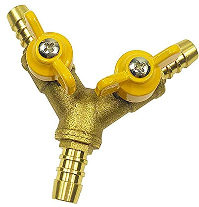 TopHomer 3 Way Hose Connector, Ball Valve Fitting 3 Way Shut Off Union Intersection, 1/2 Split Brass Hose Barb for Gas Water Oil to Garden Watering, Construction and Industry 1PCS