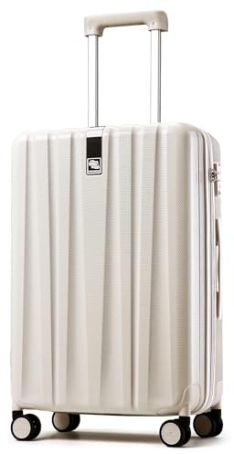 Hanke Luggage Sets 2 piece Carry On Luggage with Wheels PC Hard Shell Suitcases Lightweight Checked Travel Luggage Large Travel Suitcase Woman Men 20/29 Inch(Ivory White)