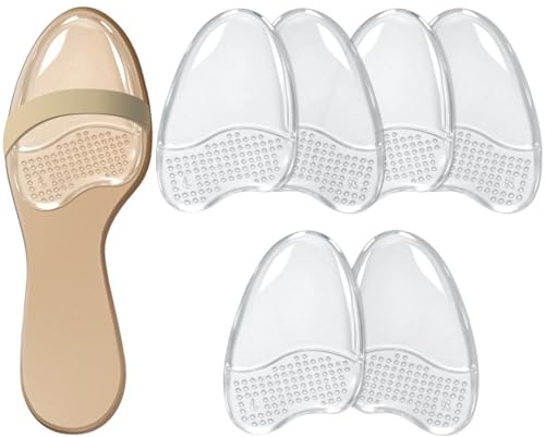 Beautulip Ball of Foot Cushions, High Heel Inserts for Women, Metatarsal Pads, Anti-Sliding Pads for Open Toe Shoes, Reduce Foot Slip 3-Pair (Clear)