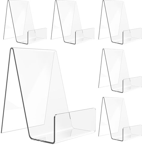 Aredpoook Lot de 6 supports de livre en acrylique transparent pour album, CD, magazines, cartes postales, images, assiettes, œuvres d'art, téléphone, tablette
