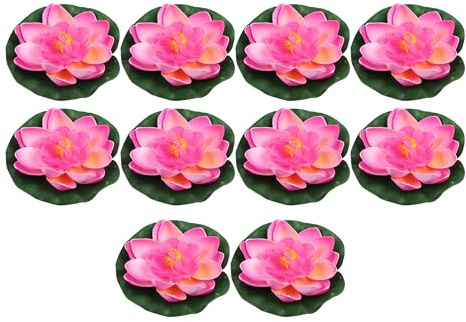 CAPASTEC Aquarium Decoration, Artificial Floating Lotus Flower for Garden Ponds Pool Fish Tank,3.9Inch(Pink,10Pcs)