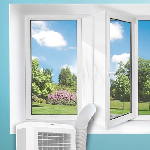 Supply Cube Air Conditioner Window Seal – 300 CM x 40 CM Universal Air Con Window Seal Kit with Zip Closure, Heat Barrier & Vent Hose Compatibility for Portable ACs and Tumble Dryers